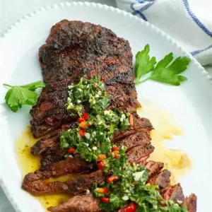 Grilled Skirt Steak with Argentinean Chimichurri Blend Olive Oil Marinade