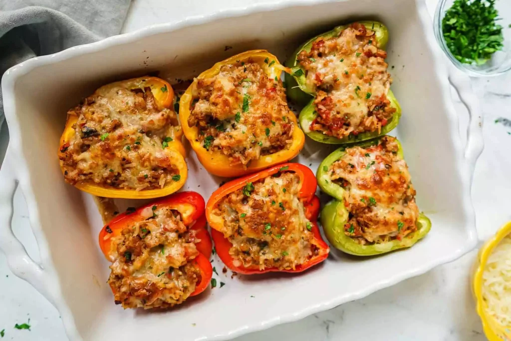 Image of Italian Sausage Stuffed Bell Peppers with NY Pizza Blend Olive Oil 2