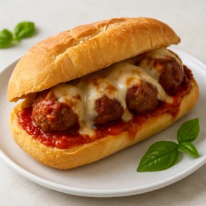 Crispy Italian meatball subs with saucy meatballs and melted cheese