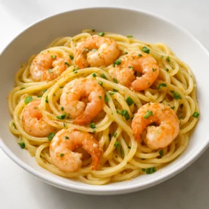 Lemon garlic shrimp pasta with shrimp, linguine, lemon, garlic, and parsley