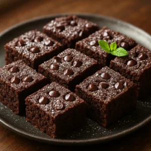 Fudgy double chocolate brownies with a light peppermint finish