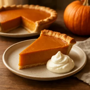 Classic pumpkin pie with a silky filling and flaky crust
