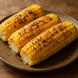 Grilled sweet corn brushed with savory olive oil and finished with light char marks