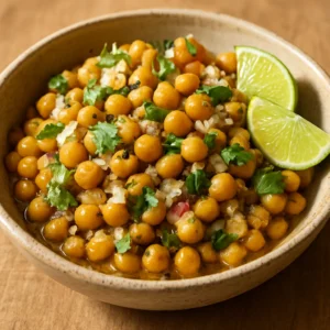 Madras chickpea sundal with coconut, cilantro, and lime