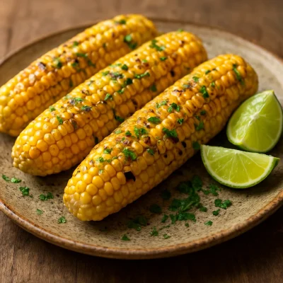 Grilled corn on the cob brushed with Chesapeake Bay seasoned olive oil and finished with herbs and lime