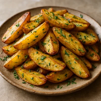 Herb-roasted potatoes finished with oregano olive oil, parsley, and rosemary